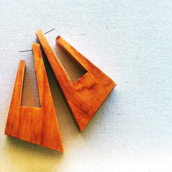 Jewelry - Large Bamboo wood earrings